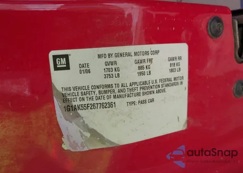 2006 Chevrolet Cobalt Ls from USA, damaged, VIN 1G1AK55F267762361